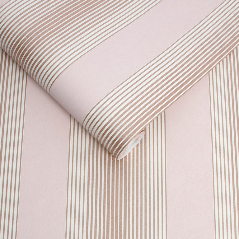 Graham & Brown Lagom Stripe Blush & Rose Gold Wallpaper