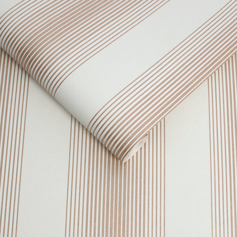Graham & Brown Lagom Stripe White & Rose Gold Wallpaper