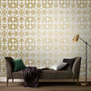 Luxurious wallpaper art inspired by stately castle carvings.
