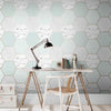 Geometric wallpaper with a mint hue by Graham & Brown
