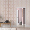 Contemporary Graham Brown wallpaper featuring a soft blush and metallic finish
