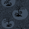 Elegant wallpaper with a mystical midnight forest design.
