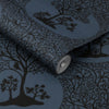Stunning wallpaper of a tree in deep navy and black hues.
