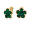 Tipperary Crystal Green Earrings Yellow Gold in a shamrock green color