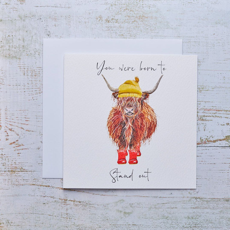 Highland Cow Friend Card Born to Stand Out