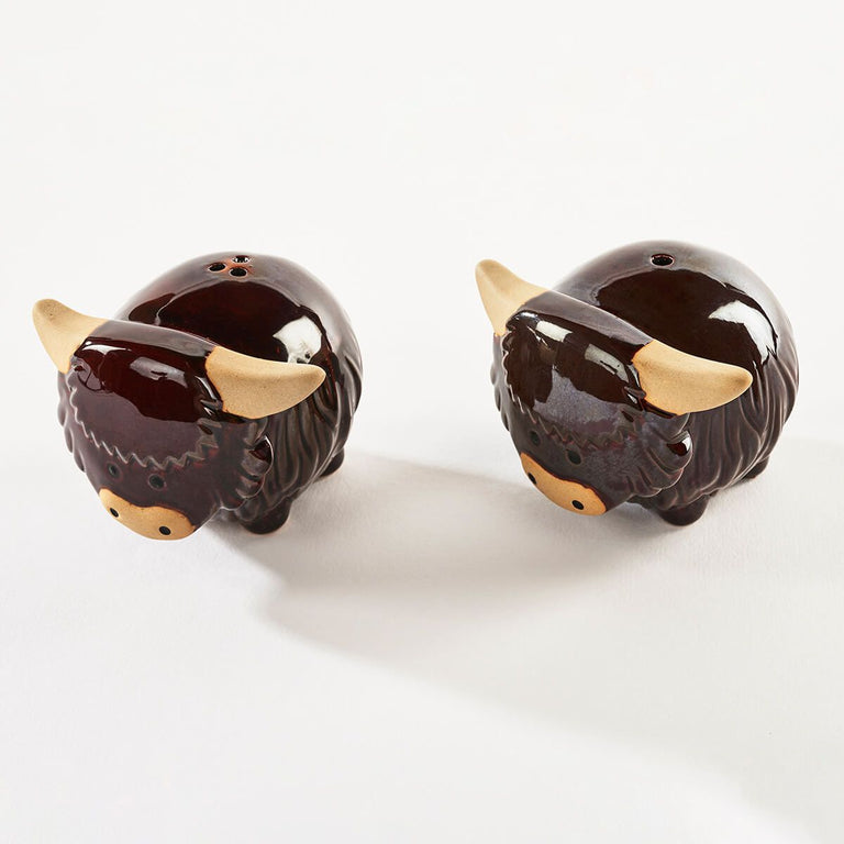 Highland Cow Shaped Salt & Pepper Set