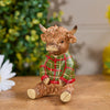 Miniature figurines Highland Cow With Tartan Jumper Resin Ornament

