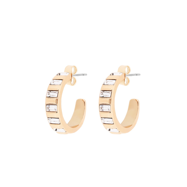 Tipperary Crystal Hoop Earrings Art Deco Gold