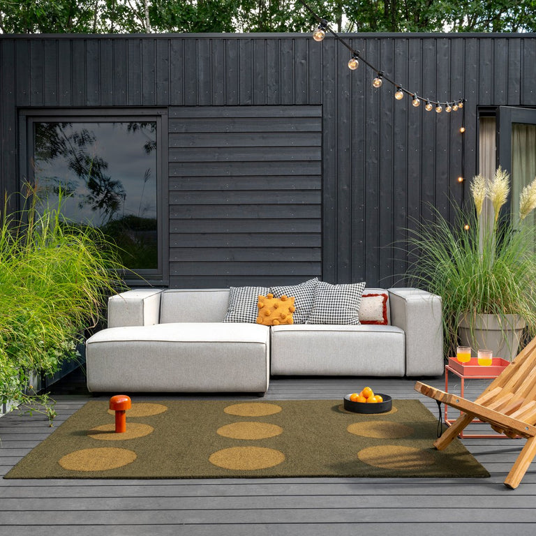 Brink & Campman Habitat Festival Dots Outdoor Rug Olive Green