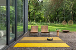 Brink & Campman Habitat Festival Stripe Outdoor Rug Yellow lifestyle picture outside