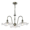 Hadano 3 Light Pendant Antique Chrome and Glass Floral Shades picture with turned on light