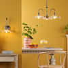 Hadano 3 Light Pendant Antique Chrome and Glass Floral Shades life style picture