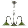 Hadano 3 Light Pendant Antique Chrome and Matt Green perfect for classic and industrial interiors