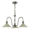 Hadano 3 Light Pendant Antique Chrome and Matt Taupe picture with turned on light on the white background