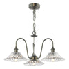 Hadano 3 Light Pendant Antique Chrome and Glass industrial design pendant