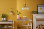 Hadano 3 Light Pendant Antique Chrome and Ribbed Glass greate for industrial style interors