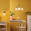 Hadano 3 Light Pendant Antique Chrome and Ribbed Glass life style picture