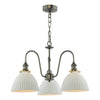 Hadano 3 Light Pendant Antique Chrome and White Ceramic picture on the white background
