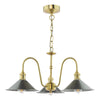 Hadano 3 Light Pendant Natural Brass and Antique Pewter made in industrial design