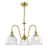 Hadano 3 Light Pendant Natural Brass and Glass picture on the white background