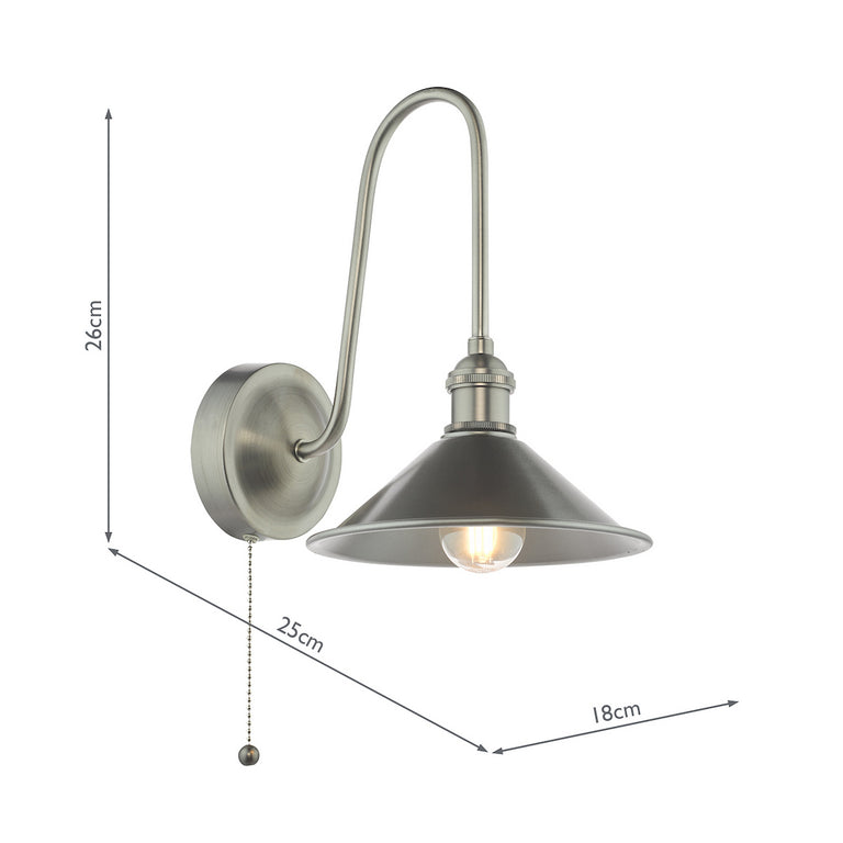 Hadano Wall Light in Antique Chrome & Pewter - Wall Lamp Collection