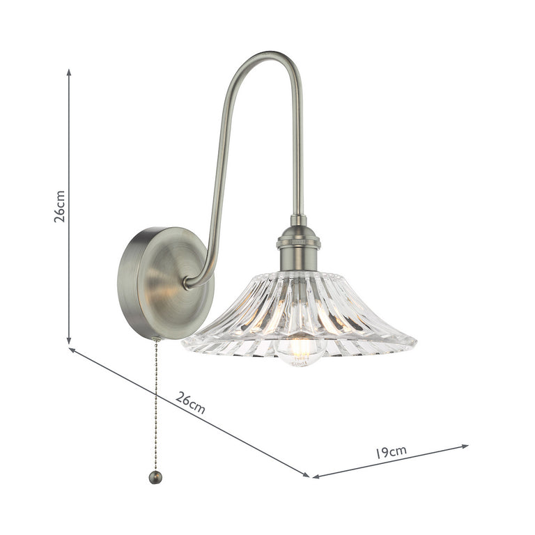 Hadano Wall Light in Antique Chrome & Flared Glass - Wall Lighting