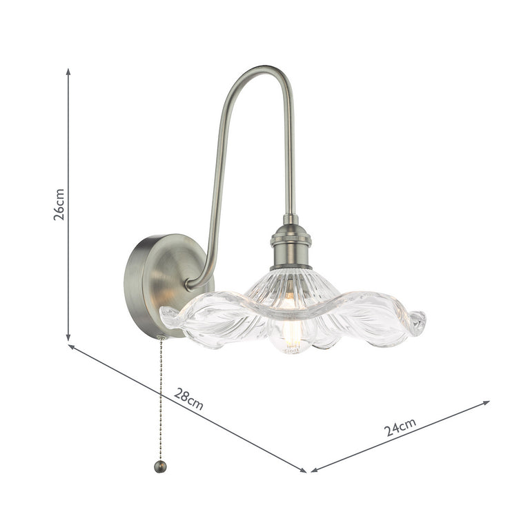 Hadano Wall Light Antique Chrome & Wavy Glass – Home Lighting