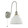 Hadano Wall Light Antique Chrome and White Ceramic picture on the white background