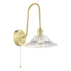 Hadano Wall Light Natural Brass and Flared Glass lighting with a ball-and-chain pull cord switch