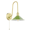 Hadano Wall Light Natural Brass and Matt Green with a  ball-and-chain pull cord switch