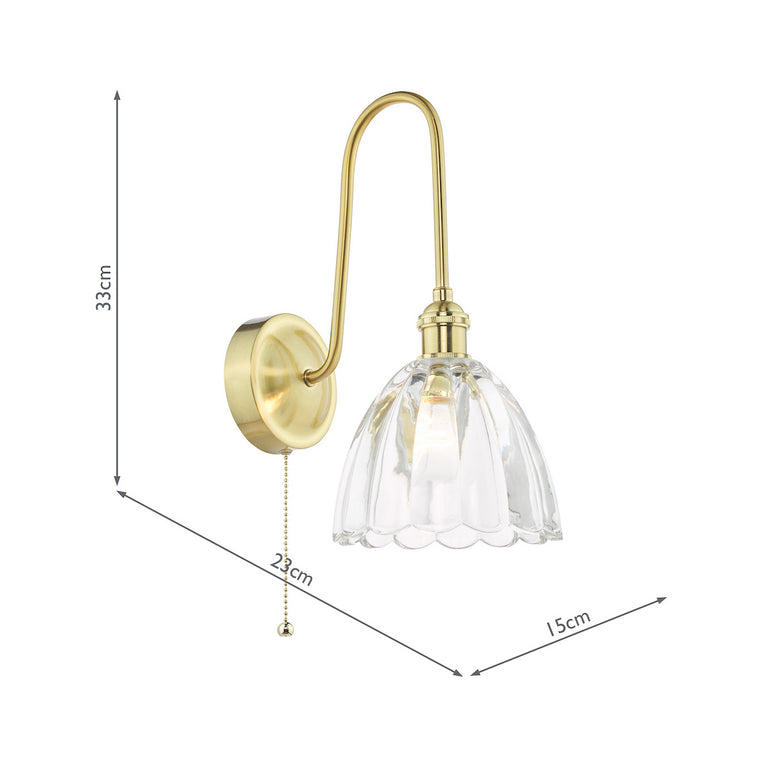 Hadano Wall Light Natural Brass & Scalloped Glass - Lighting for Walls