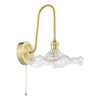 Hadano Wall Light Natural Brass and Wavy Glass picture on the white background