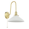 Hadano Wall Light Natural Brass and White Shallow Ceramic Shade picture on the white background