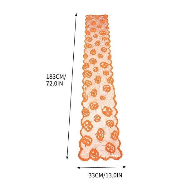 Halloween Pumpkin Lace Table Runner