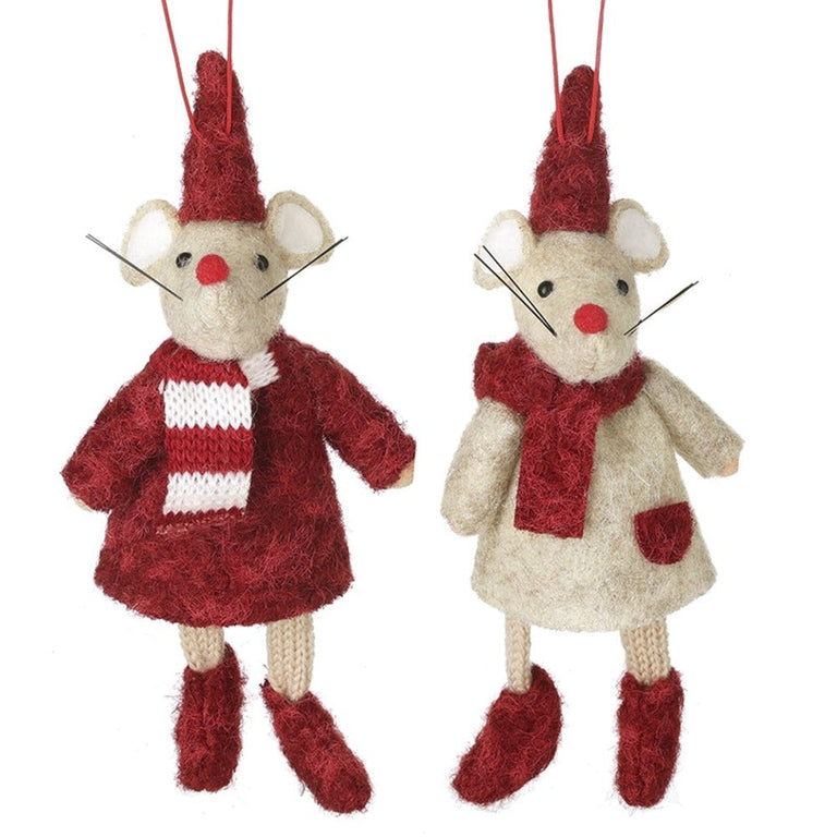 Hanging Felt Mouse in Scarf