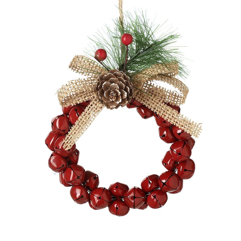 Hanging Metal Bell Wreath with Pine cone – Christmas Decoration