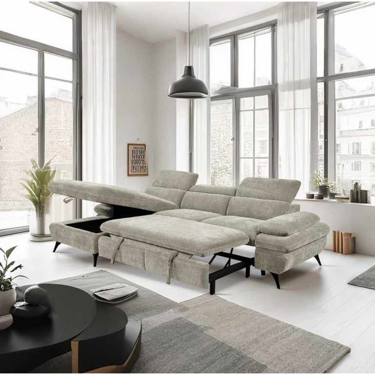 Hannah Corner Sofa Bed LHF Cream