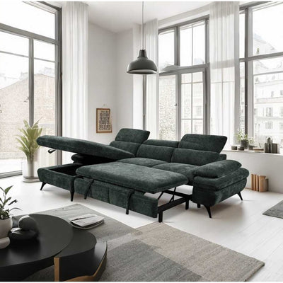 Hannah Corner Sofa Bed LHF Green