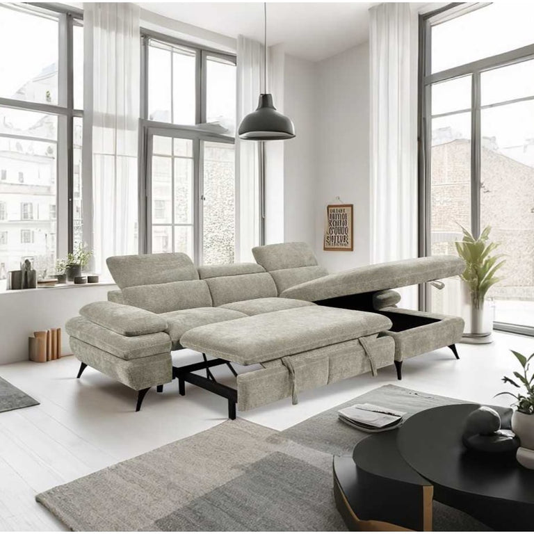 Hannah Corner Sofa Bed RHF Cream