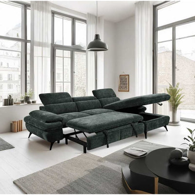 Hannah Corner Sofa Bed RHF Green