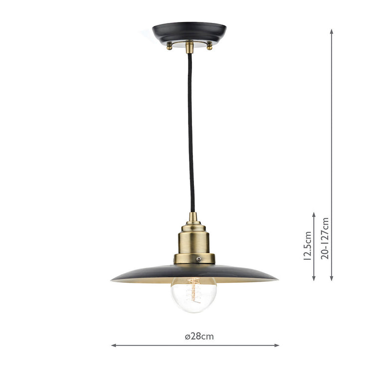 Hannover 1 Light Pendant Black Antique Brass - Pendant Ceiling Light