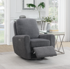 Hanover Electric Recliner Swivel Armchair Dark Grey life style photo with reclined seat
