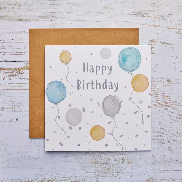 Birthday Card with Balloons and Confetti