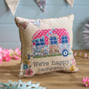 Happy campers cushion fabric with embroidery