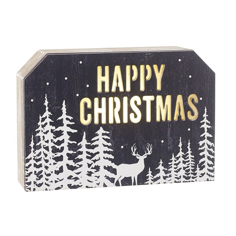 Happy Christmas LED Light Sign – Wooden Christmas Decoration