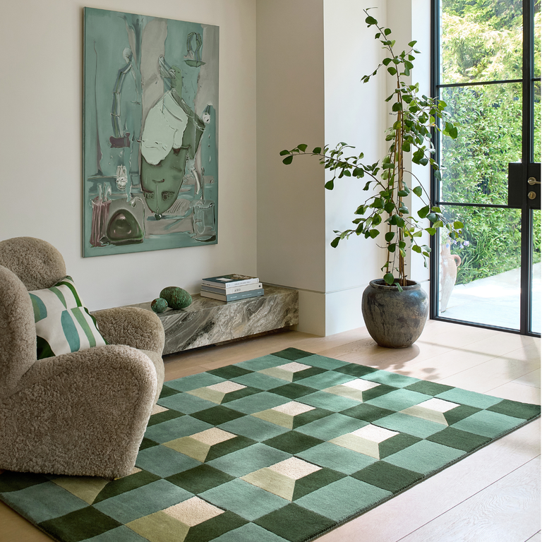 Harlequin Blocks Geometric Rug Fern