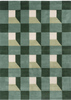 Harlequin Blocks Geometric Rug Fern geometric-pattern rug made with a 3D effect