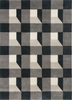 Harlequin Blocks Geometric Rug Slate geometric-pattern rug made with a 3D effect