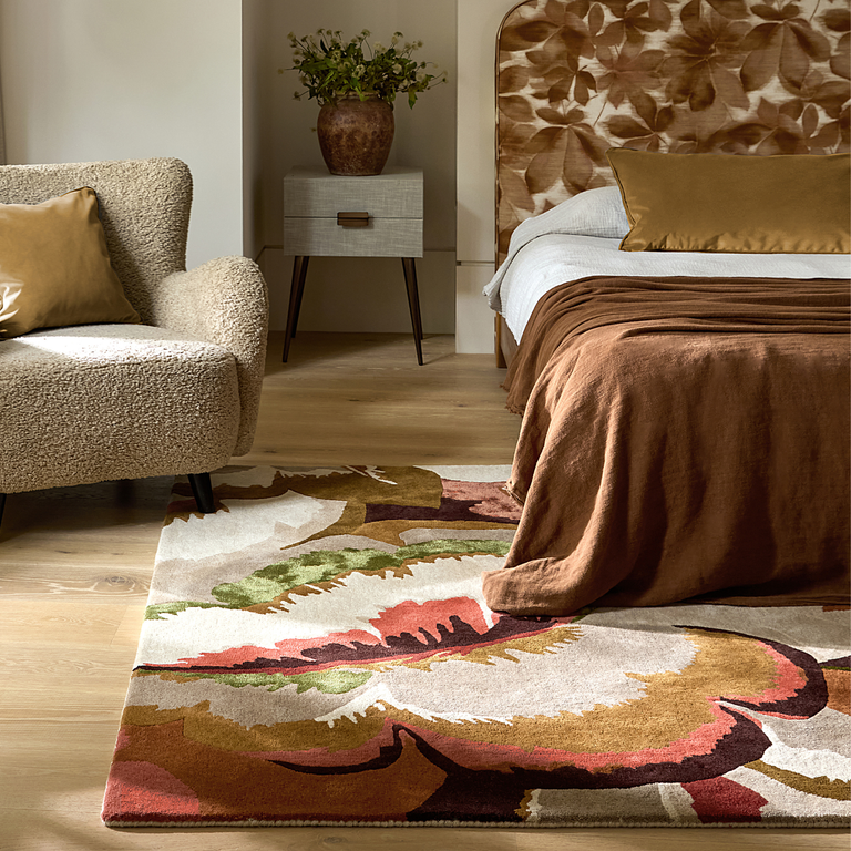 Harlequin Calathea Floral Rug Amber/Brazilian Rosewood