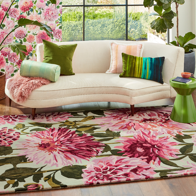 Harlequin Dahlia Floral Rug Fuchsia/Palm